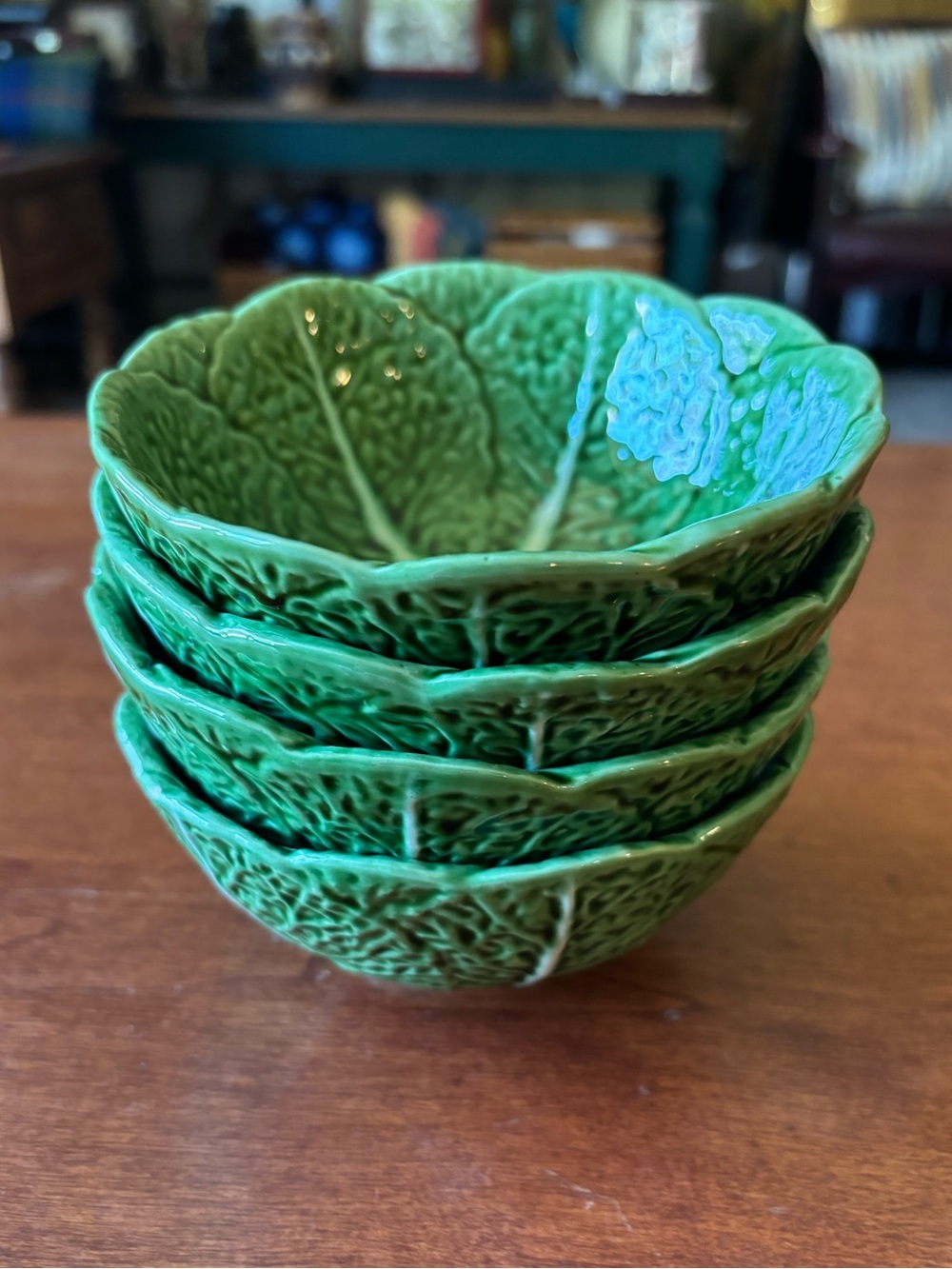 Portuguese Cabbageware 5” Bowls. Set of 4 vintage